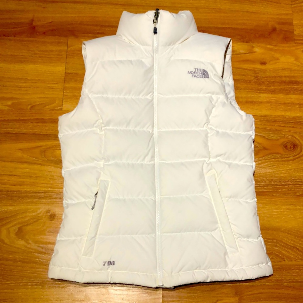 North Face White Nuptse Vest New